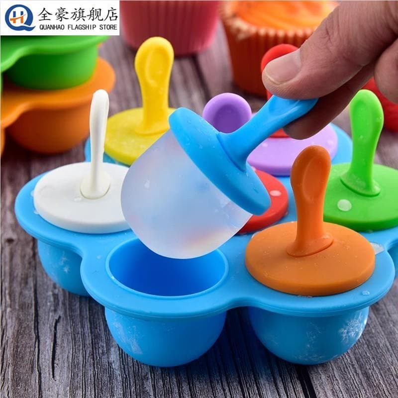 Crianças pequeno modelo de picolé congelado sorvete barra caixa de gelo doméstico Silicone 7 buracos sorvete queijo barr