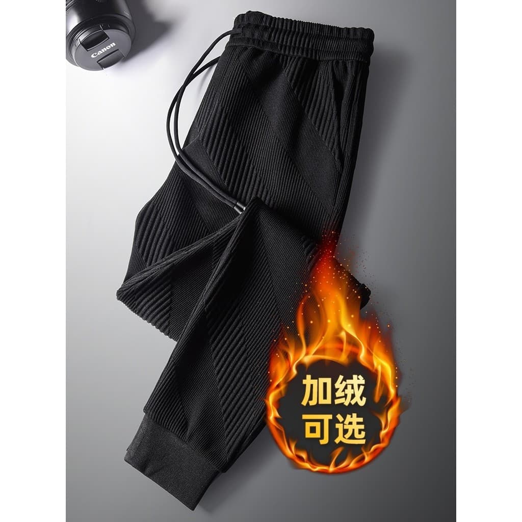 K calças de malha masculinas outono inverno velo-fleece Sweatpants calças casuais masculinas tamanho grande elástico Str