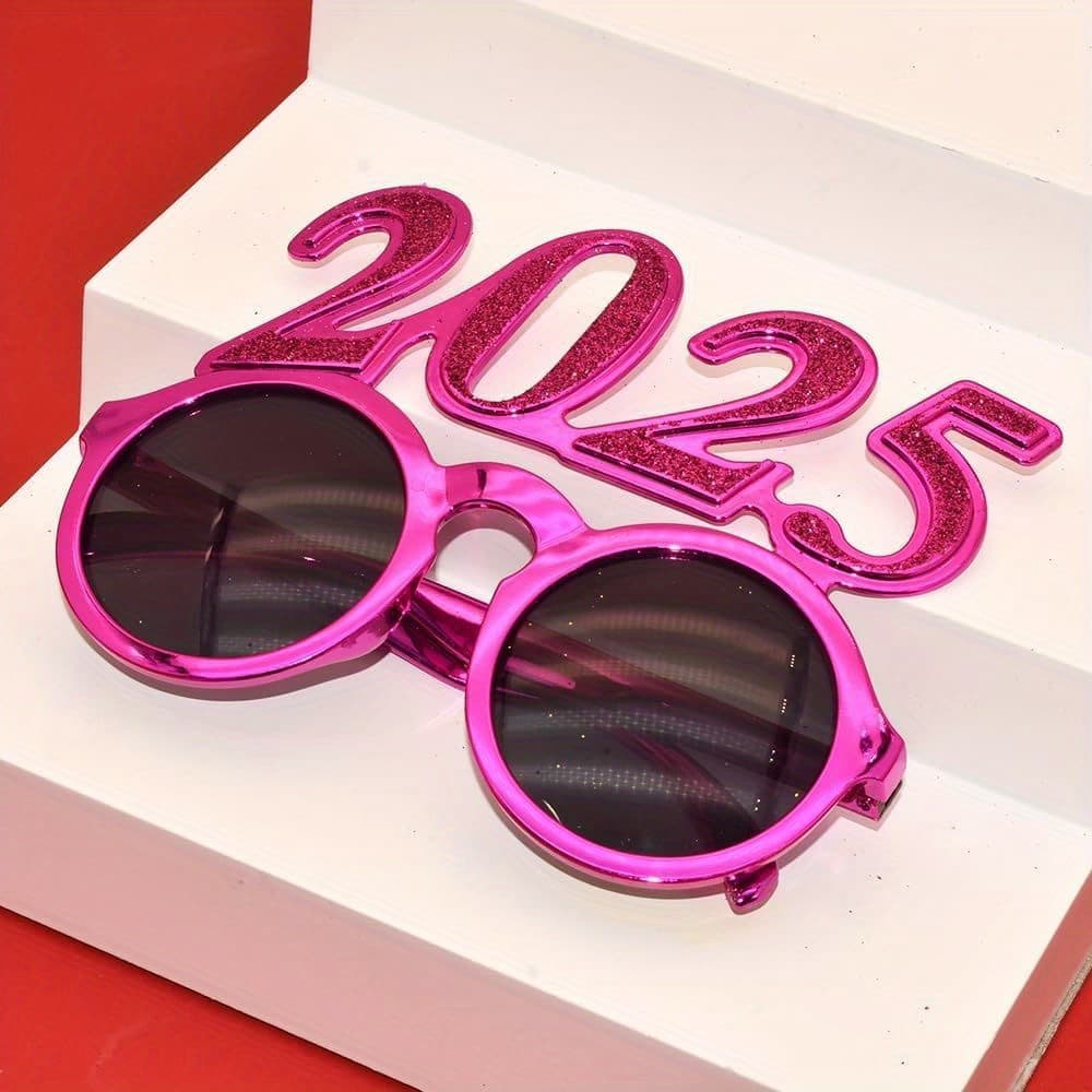 Óculos de Festa de Réveillon 2025, Acessórios de Foto em Plástico Durável