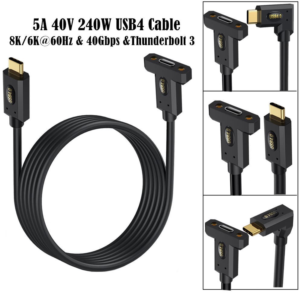 Cabo de extensão Industrial tipo C com parafusos fixáveis USB4 totalmente funcional macho para fêmea/fêmea para fêmea ad