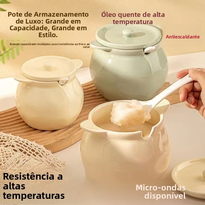 🍁Pote de cerâmica para banha, resistente a altas temperaturas, de qualidade alimentar, adequado para uso doméstico, pod