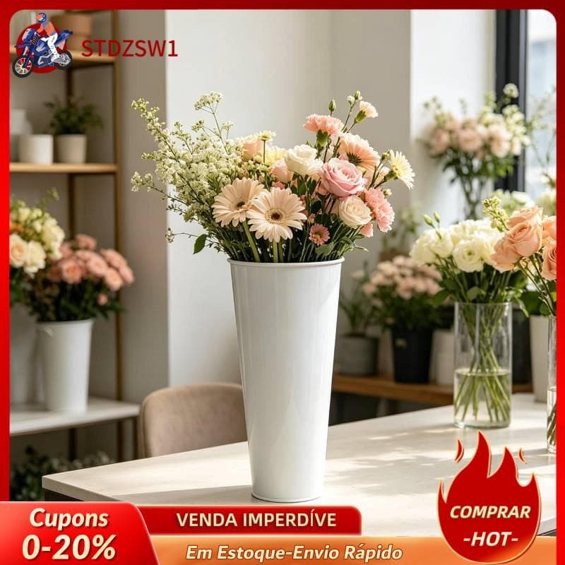 [stdzsw1] Balde De Flores Galvanizado Vaso Alto Floral Para Jardim No Pátio
