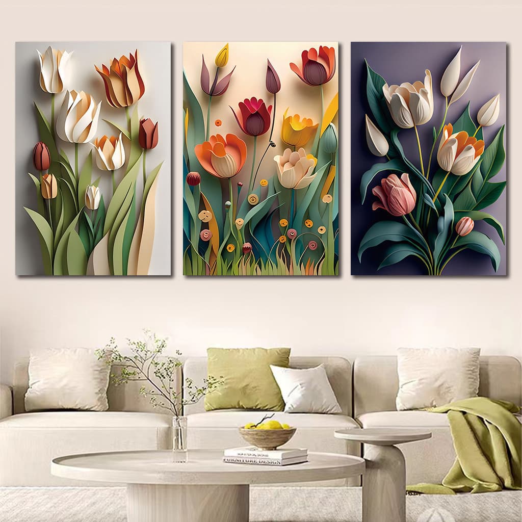 Kit 3 Quadros Decorativos Arte Abstrata Para Parede Estilo Nórdico Decoração Para Parede da Sala de Estar Size 40x60cm