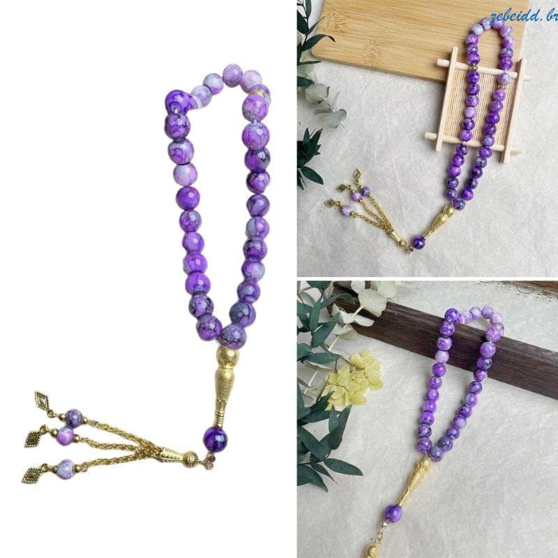 zebeidd Acessório Adoração Islâmica Vidro Preto 33 Contas Rosário Tasbih Para Homens E