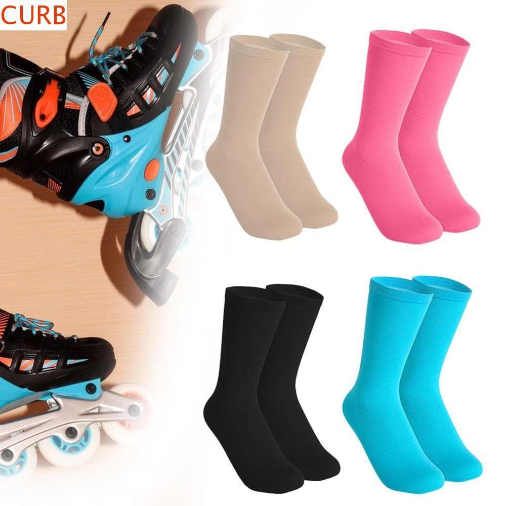 Meias De Patinação Artística CURB , Respiráveis De Cor Sólida Para No Gelo Elásticas Confortáveis