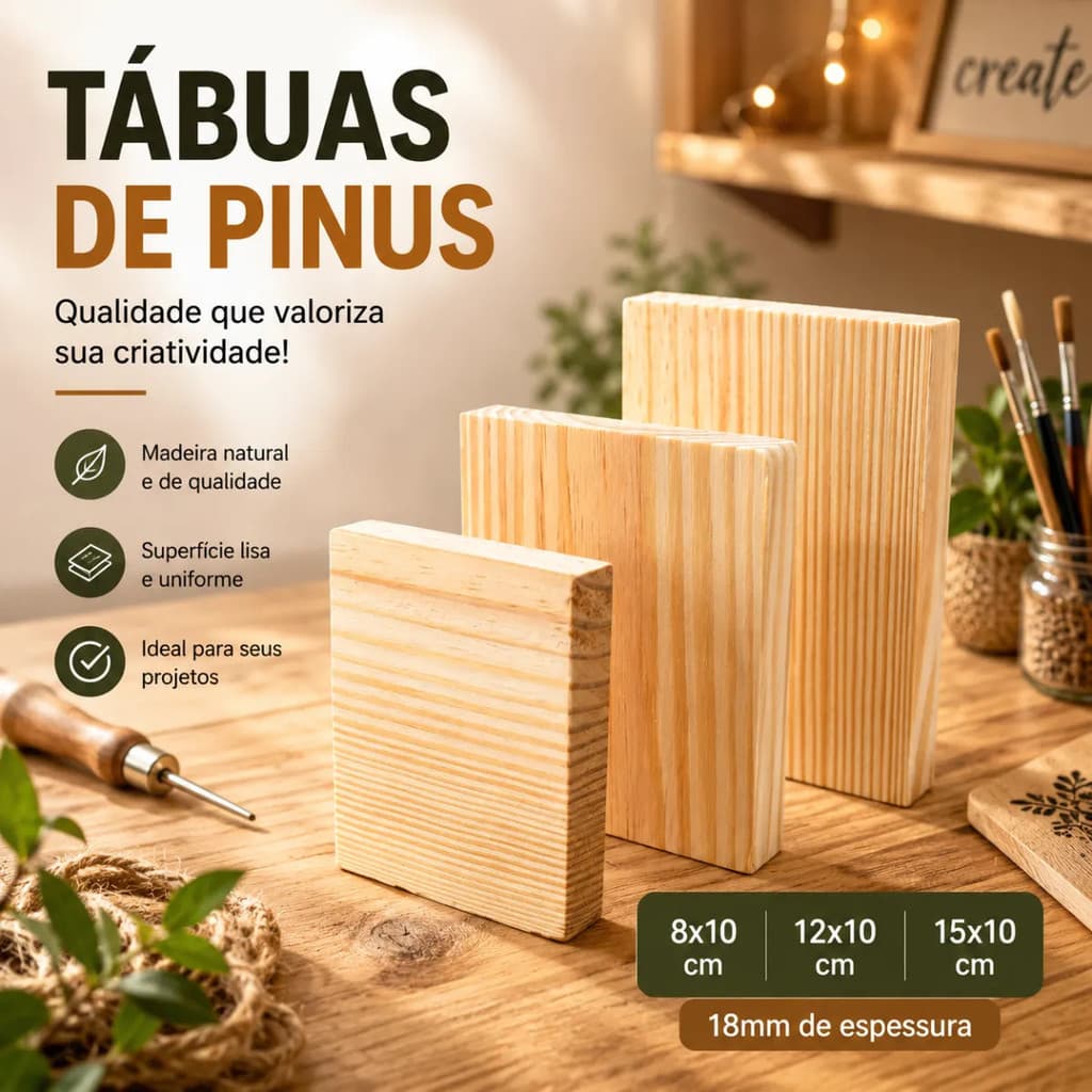 Kit 10 Tábuas Madeira Pinus Para Artesanato E Decorações Casa Cozinha Mesa