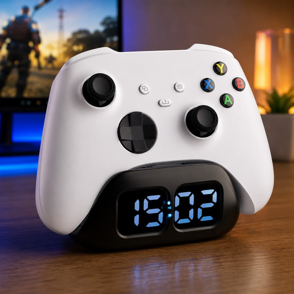 Carregador para Controle Xbox Series S X Base de Recarga USB Tipo C com Relógio Digital 1100mAh Knup KP-LC10