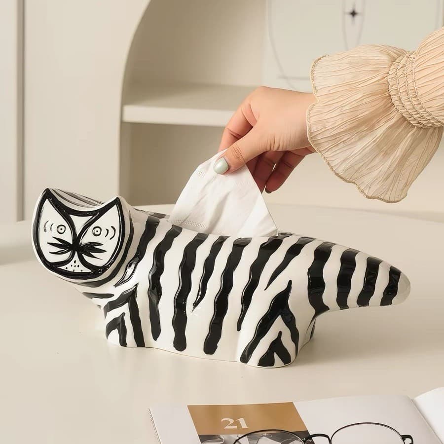Criativo dos desenhos animados listrado gato caixa de tecido luz moderna luxo High-End caixa de tecido sala estar decora
