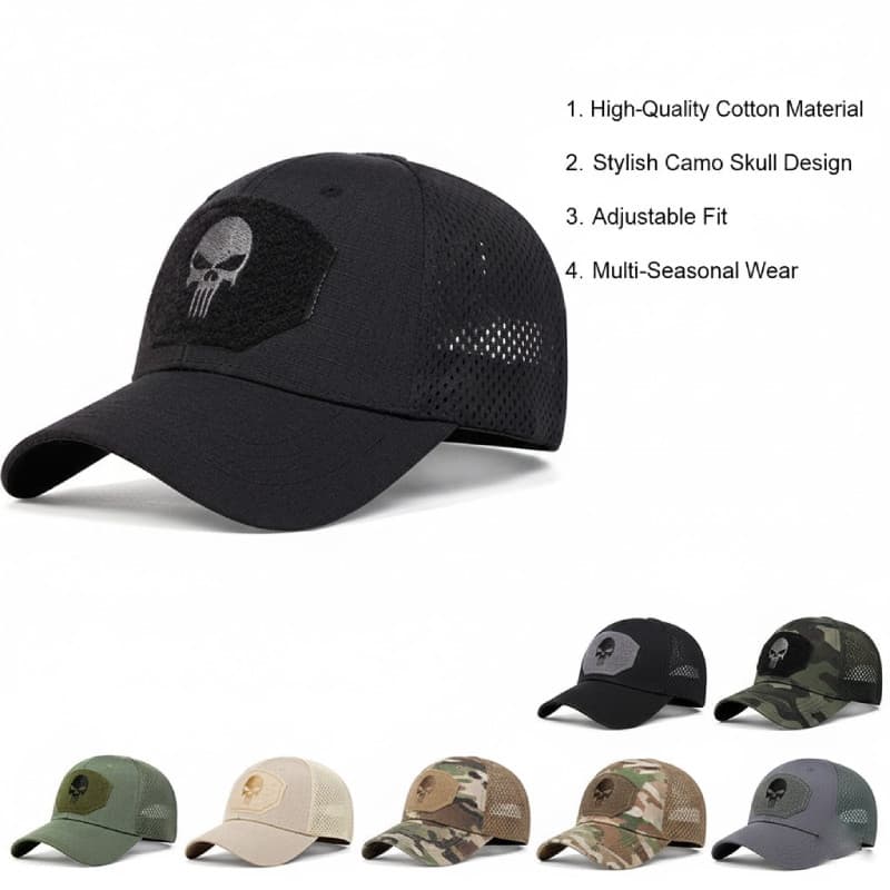 Boné de beisebol camuflado masculino, ideal para pesca, esportes de airsoft, atividades táticas e caminhadas, oferecendo