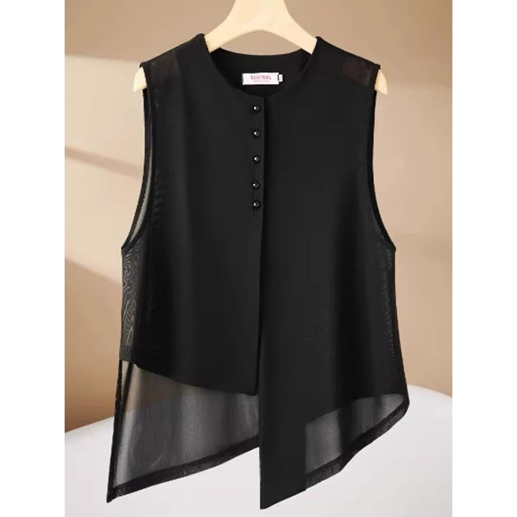 Shenzhen óleo do sul roupas femininas malha colete feminino verão novo estilo mais magro olhar Irregular fino exterior s