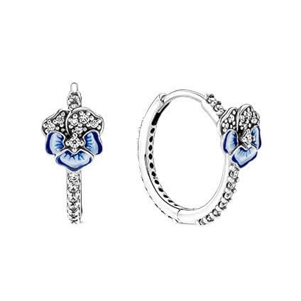 Brincos Pensando Blue Pansy em Prata 925 |         Presente de Joias com Design Exclusivo para Ela 9MVI