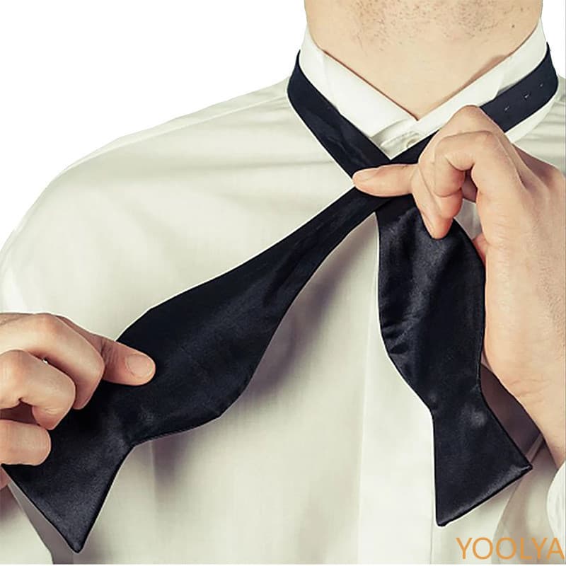 Gravata Borboleta Masculina Ajustável de Cetim de Seda, Automática, Cor Sólida, Vintage Clássica para Negócios e Festas