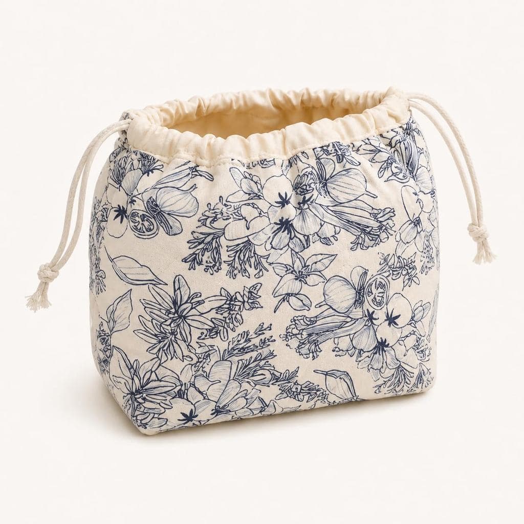Bolsa de Maquiagem Acolchoada de Algodão com Cordão, Bolsa de Viagem Fofa para Mulheres, Bolsa de Cosméticos e Medicamen
