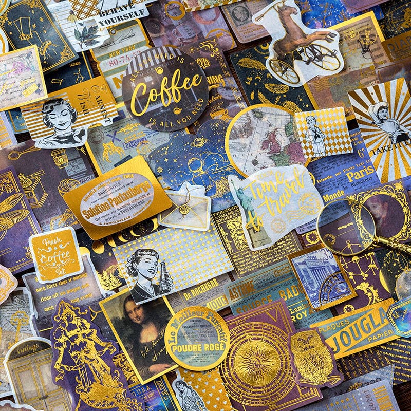 Adesivos Washi dourados renascentistas, retrô, europeu, inglês, personagem, ilustração, manual, decoração, Material de c