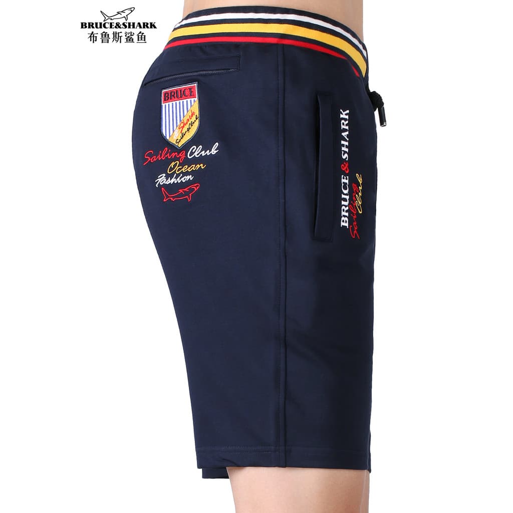 2026 verão novo estilo Sweatpants masculino bordado Shorts esportivos Bruce Shark Street Wear tamanho grande calças reta