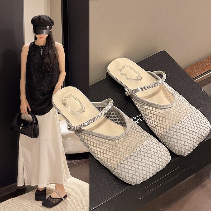 Equipado com saia respirável Baotou meia chinelos feminino verão exterior usar antiderrapante Muller sapatos femininos e