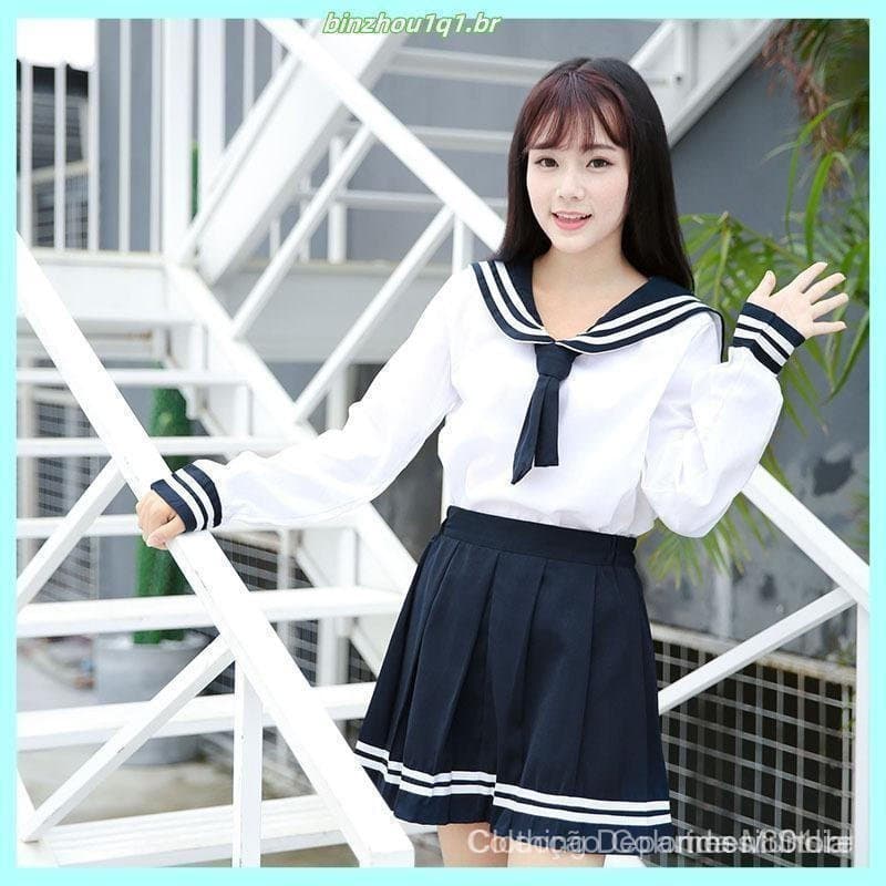 2 Peças de Uniforme Escolar Japonês JK para Alunas, Traje de Marinheiro de Verão, Blusa Branca + Saia Preta + Gravata DI