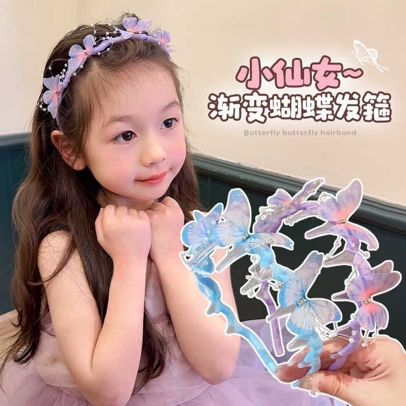 Crianças colorido borboleta bandana 2026 novo estilo menina princesa acessórios de cabelo menina Super fada onda bandana