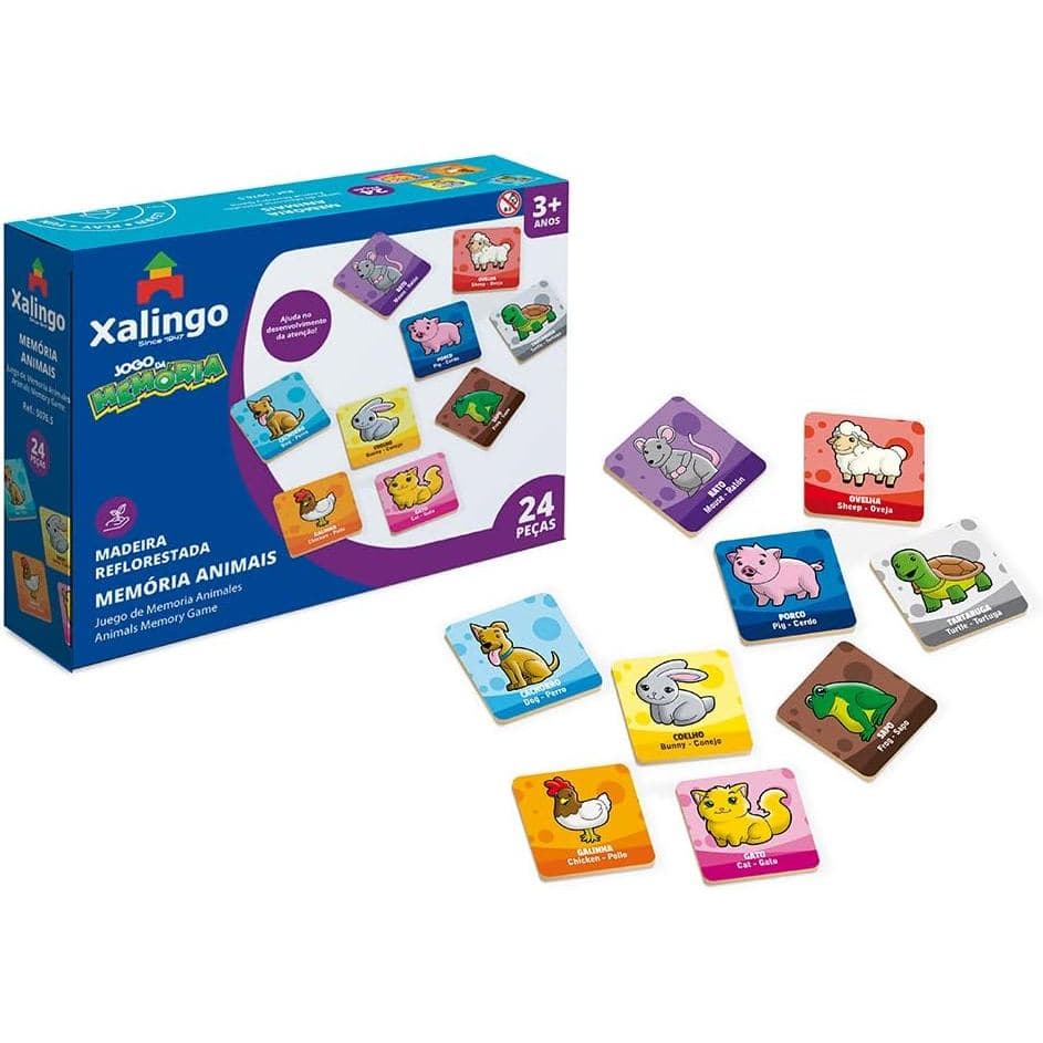 Jogo da Memoria Animais 24 Peças Xalingo