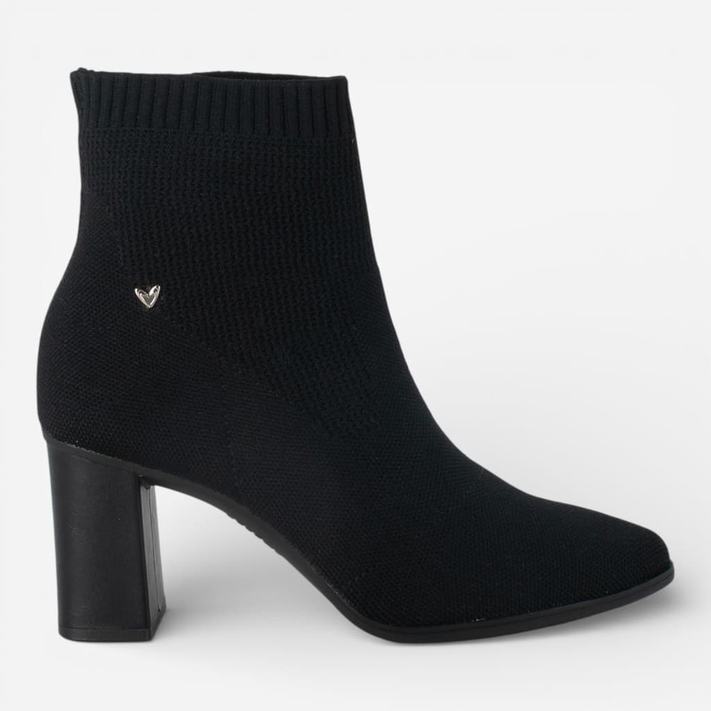 Bota Mississipi Cano Curto Malha Knit Preta