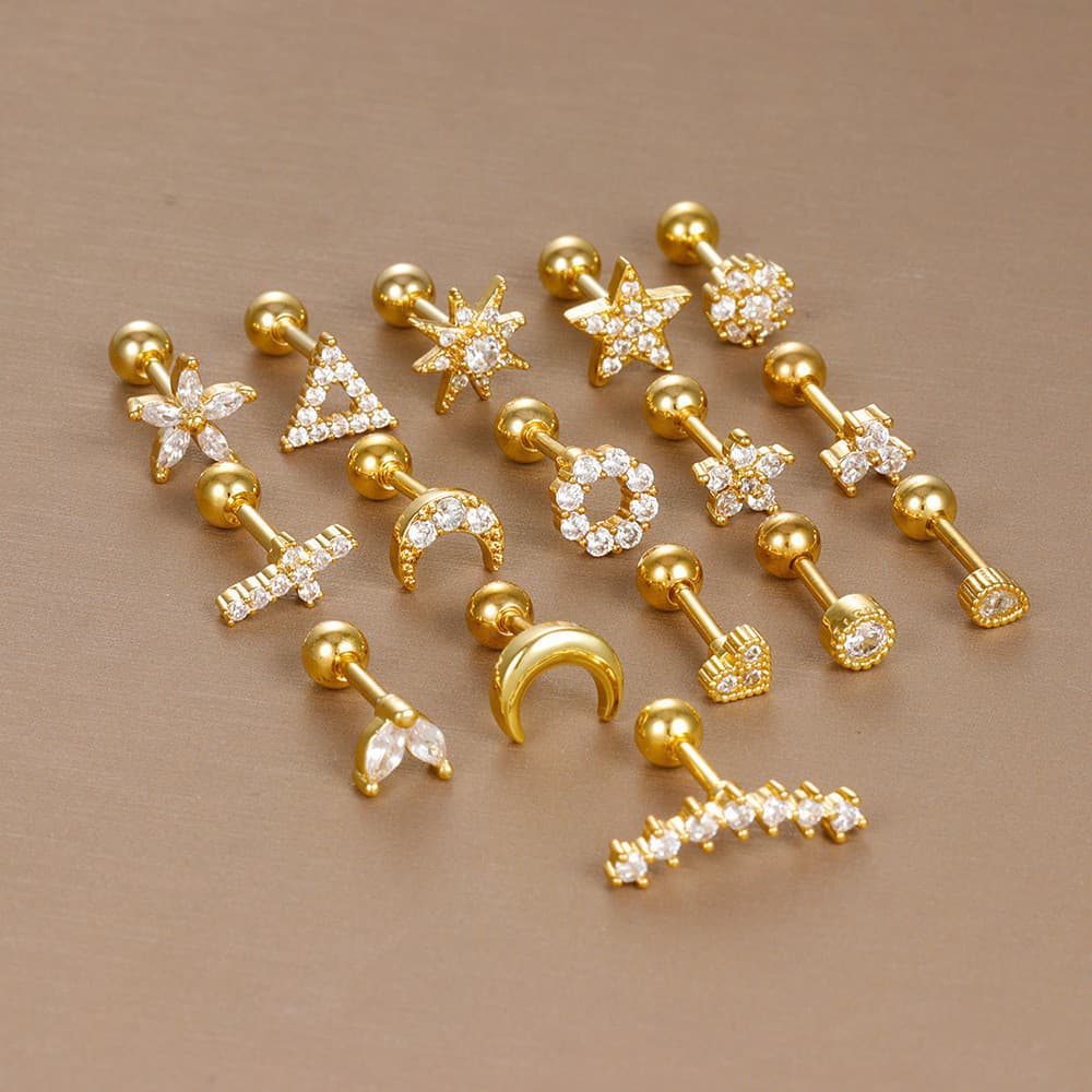Brincos De Ouro , Tachas De Aço Inoxidável Diamante , Bola Redonda Femininos , Joias Femininas , Presente De Casal