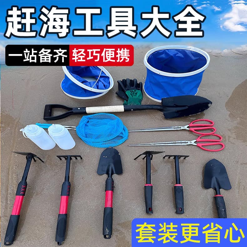 Conjunto de ferramentas para mar, crianças, beira-mar, praia, escavação de areia, pá especial, ancinho, ostra, caranguej