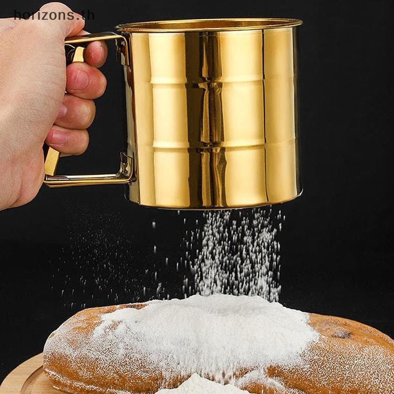 [B & H] Peneira De Farinha De Malha Fina Semiautomática Com Escala De Medição Filtro De Açúcar De Confeiteiro De Aço Ino