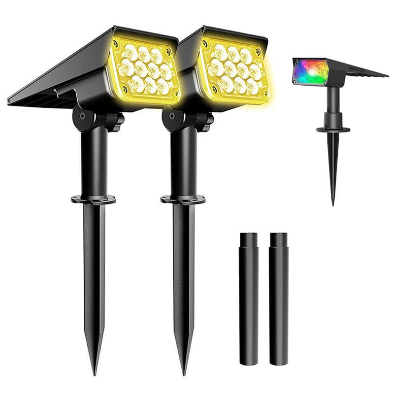 Kit 2 Luminaria Spot Solar Espeto Refletor Jardim Led Luz 12h 3000k Quente Oversun