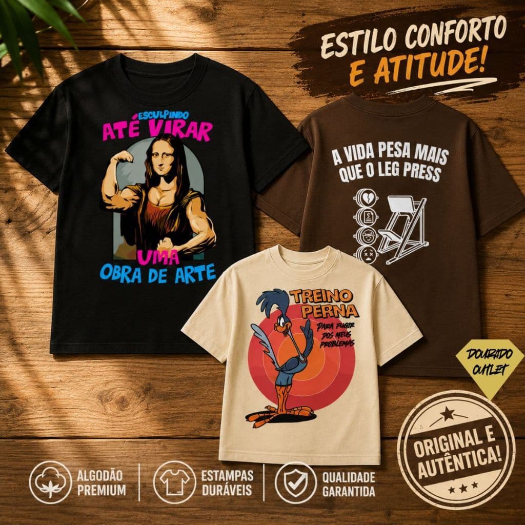 Kit Treino 3 Camiseta 100% Algodão Conjunto unissex de Academia Fitnes ate virar obra de arte treino - PROMOÇÃO