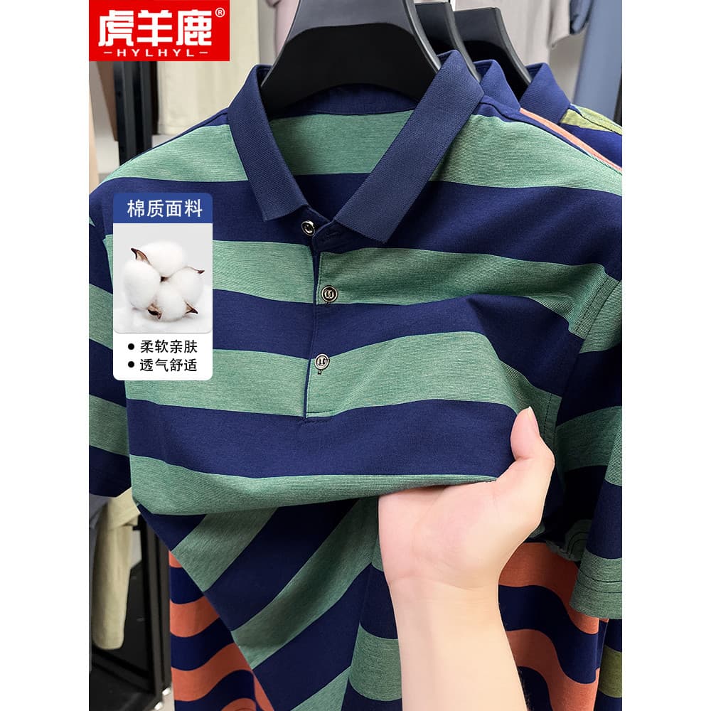 2026 verão novo estilo masculino de meia-idade camiseta de manga curta de meia-idade idosos camisa POLO de algodão merce