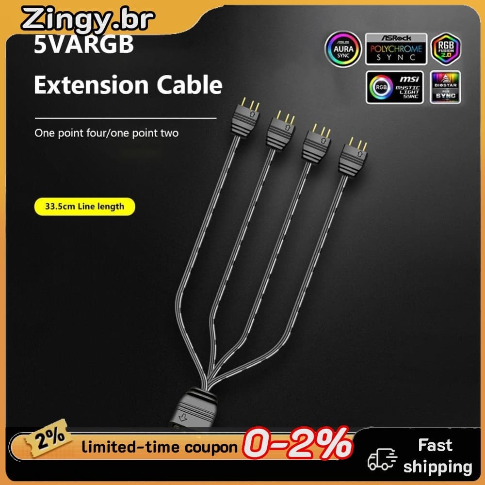 COOLMOON 5V 3Pin Fan HUB Splitter Linha De Cabo De Extensão Alimentação Para Placa-Mãe