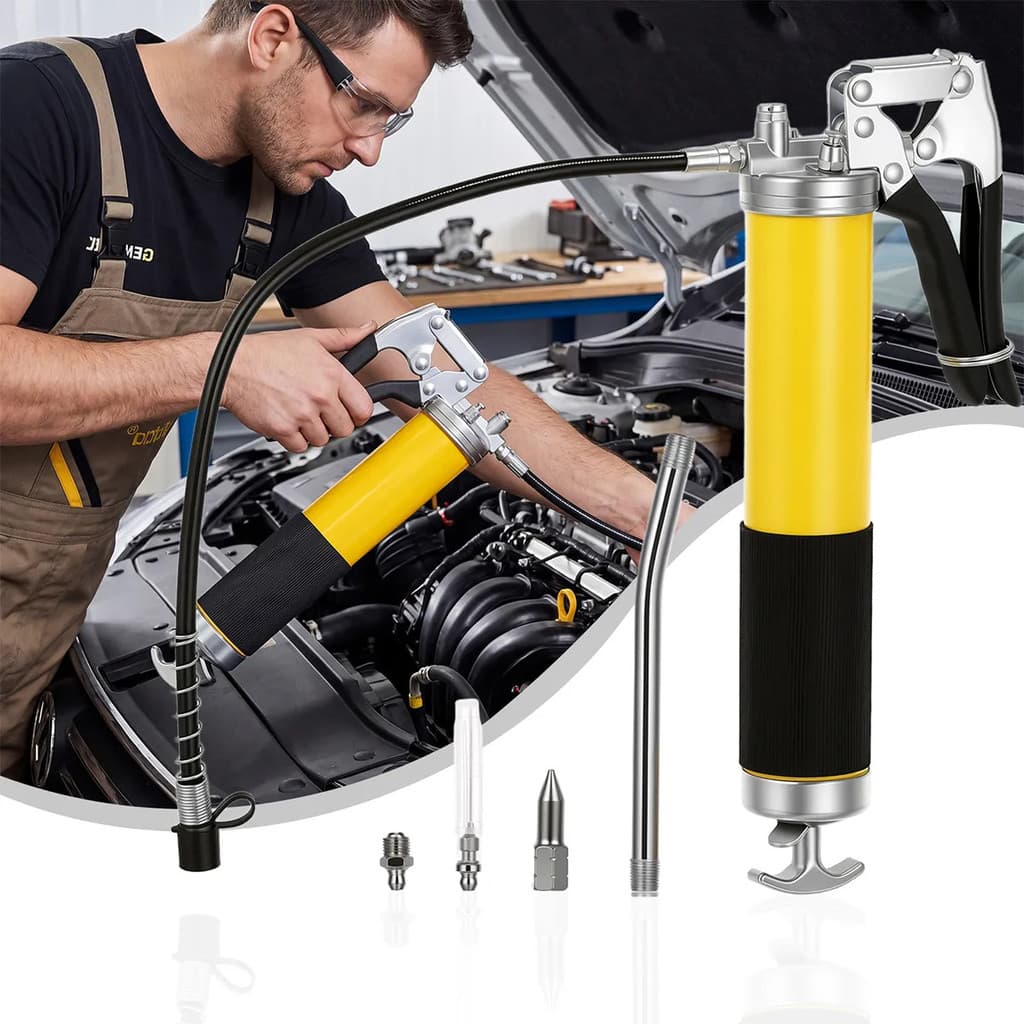 🔥400cc Capacity🔥Kit de pistola de graxa, 12000 PSI, com acoplador de alça dupla para uso automotivo e náutico