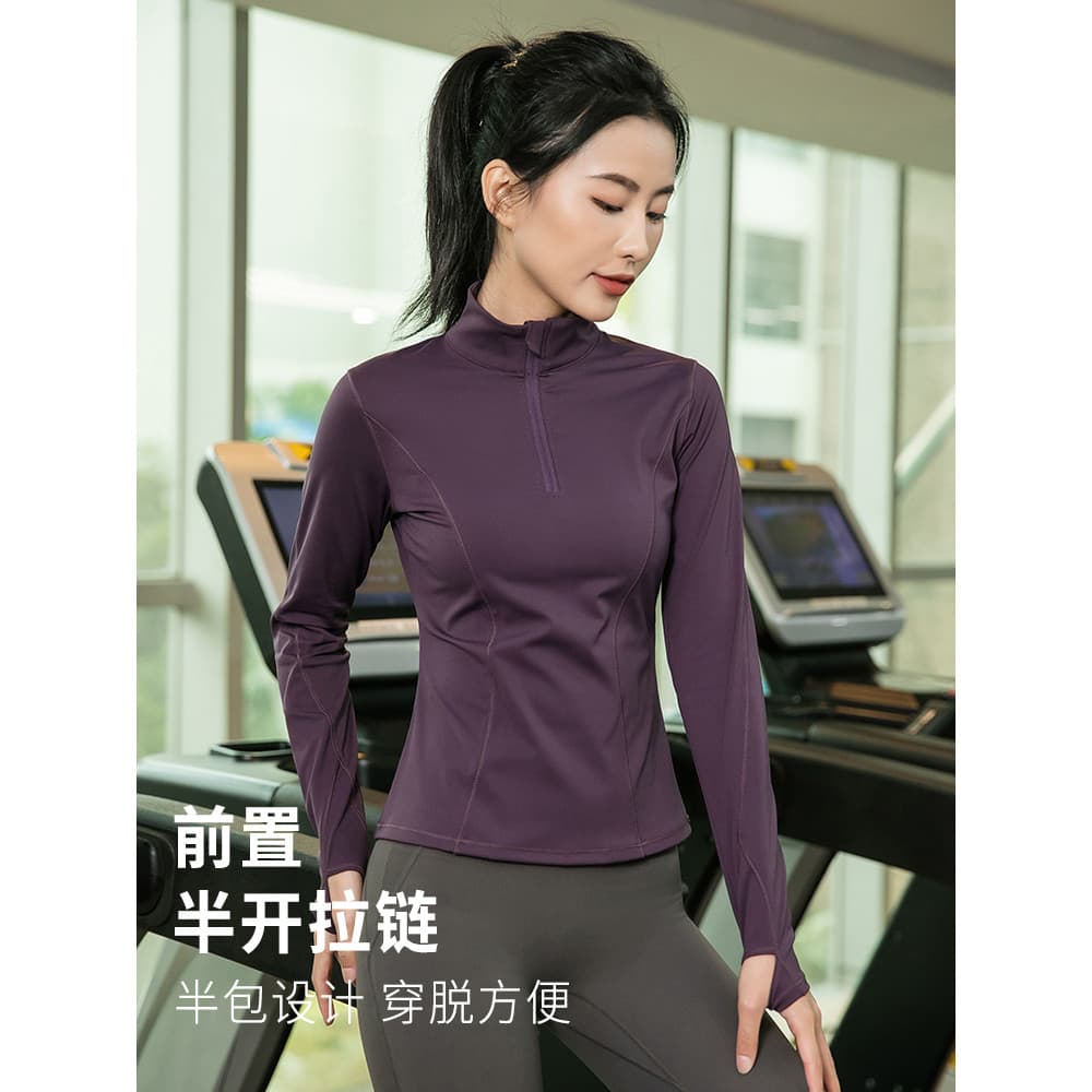 Temperamento avançado meia-Pull esportes roupas de Fitness feminino primavera outono manga comprida ciclismo correndo to