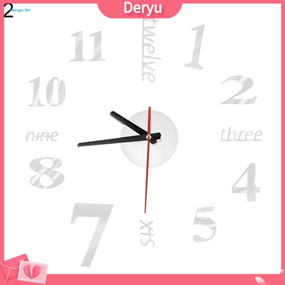 [Deryu]Relógio De Parede Moderno DIY Adesivo 3D Numeral Árabe Marcador De Letras Em Inglês Decoração De Casa