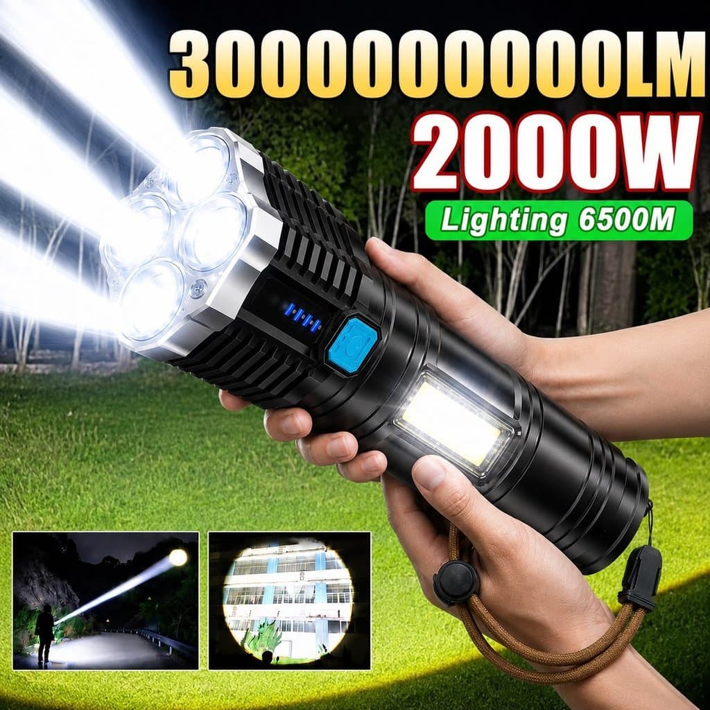Lanterna Tática Led Ultra Potente - Mais Forte do Mercado Leve Agora Aproveite 3000000LM só aqui