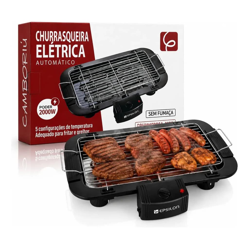 Churrasqueira Elétrica Sem Fumaça Grill Ajuste de temperatura Epsilon