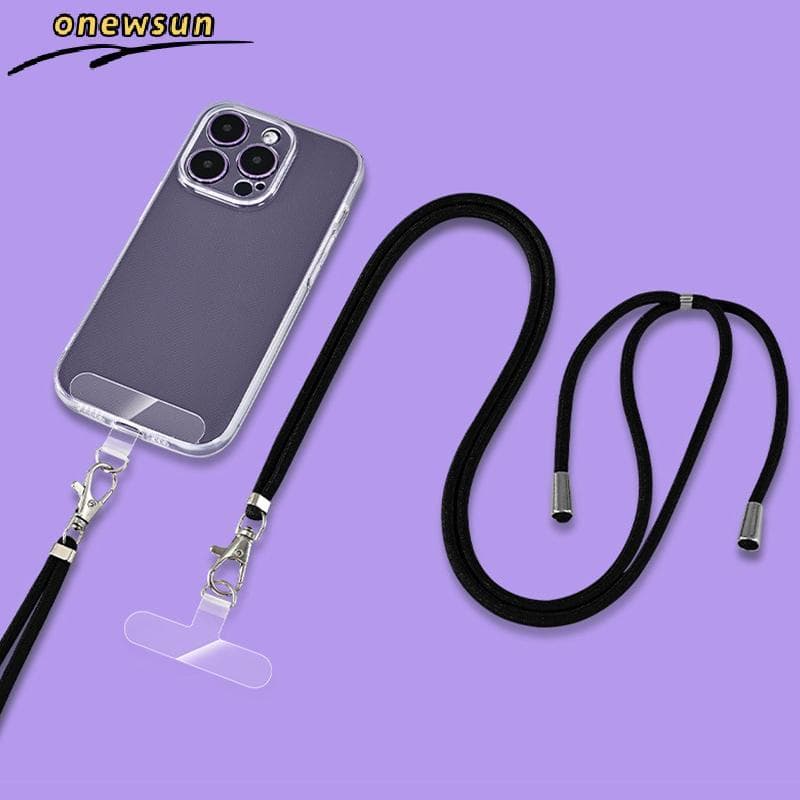 TPU Caso Do Telefone Móvel Crossbody Cordão Alta Transparente Junta Conector Remendo Anti-Perdido Filme Fixo