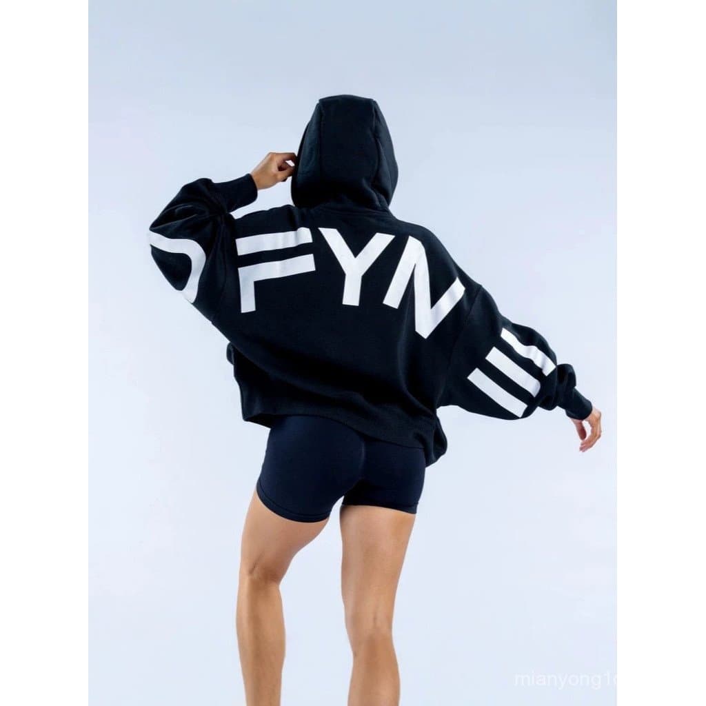 DFYNE High Street Casual forro de lã caído ombro moletom carta decoração outono inverno com capuz forro de lã Ho