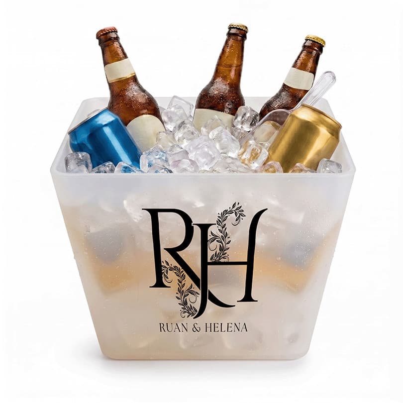 Balde De Gelo Champanheira 4,5L PP Personalizado Casamento + Nomes Noivos
