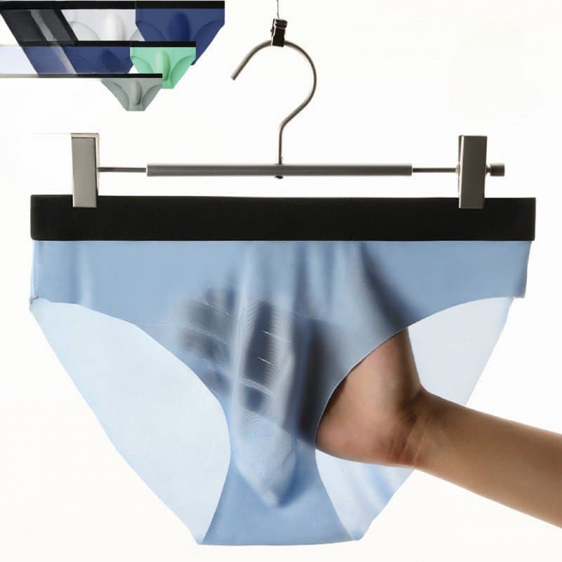 LIZIYI Cueca Slip Masculino de seda gelada sem costura verão respirável ultrafina macia e confortável roupa í