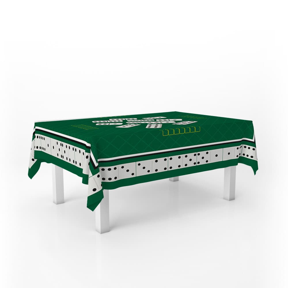 Toalha de Mesa para Decoração Jogo Dominó Verde Oxford Retangular 350x140cm