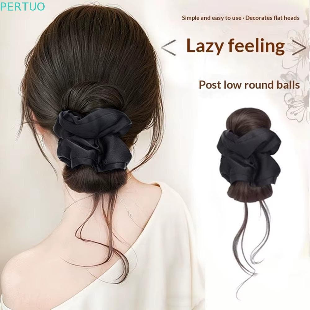 Faixa De Cabeça De Coque De Cabelo Sintético PERTUO , Clipe De Scrunchie Em Grampo De Garra , Postiços , Naturais