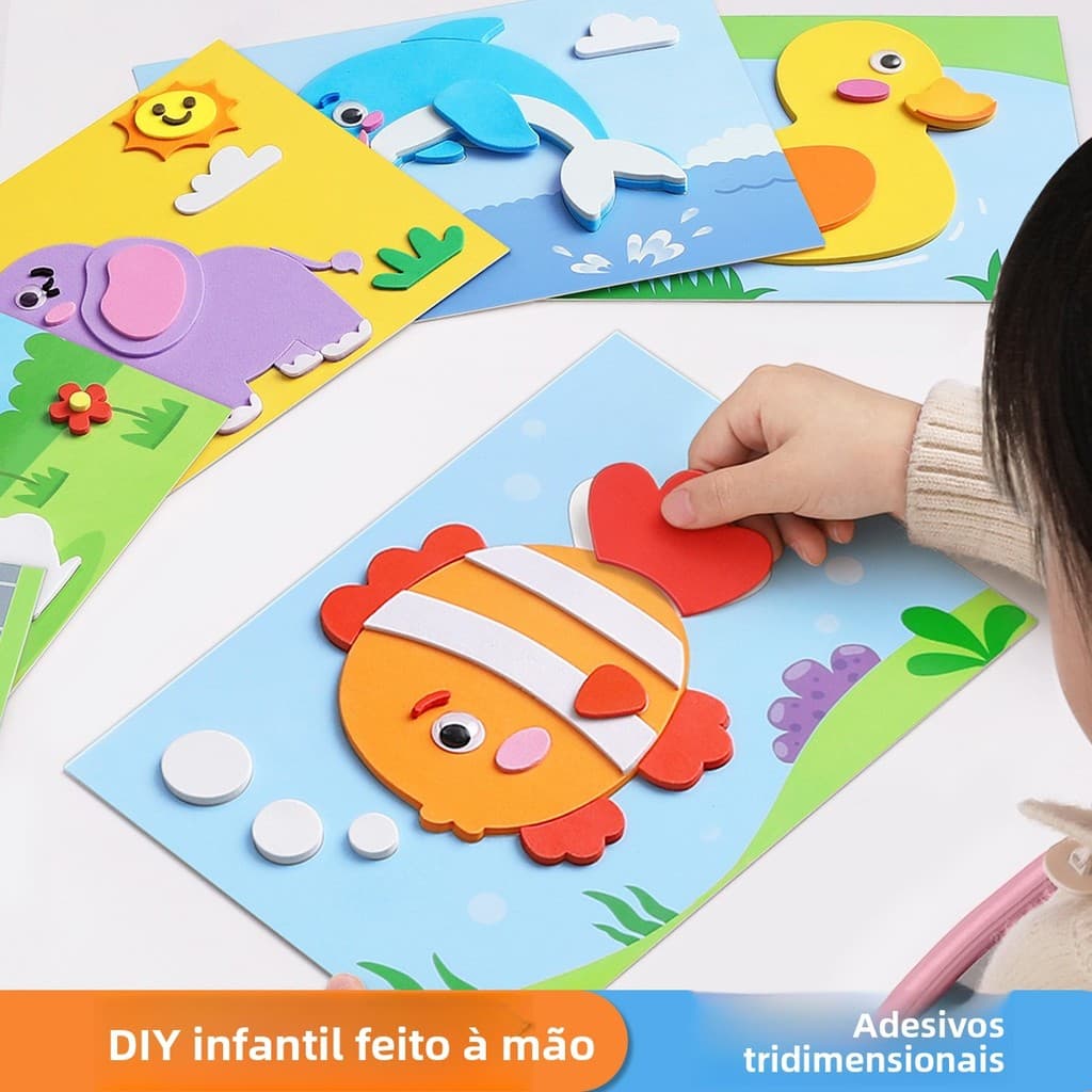 Kit de Arte com Adesivos 3D EVA DIY para Crianças, Brinquedos Educativos para Meninas do Jardim de Infância