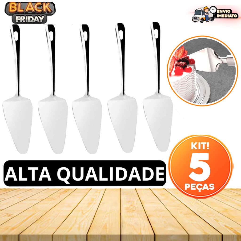Kit com 5 Espátulas Retas Grandes em Aço Inox - Para Pudim, Bolo e Doces - Ideal para Casa e Restaurantes