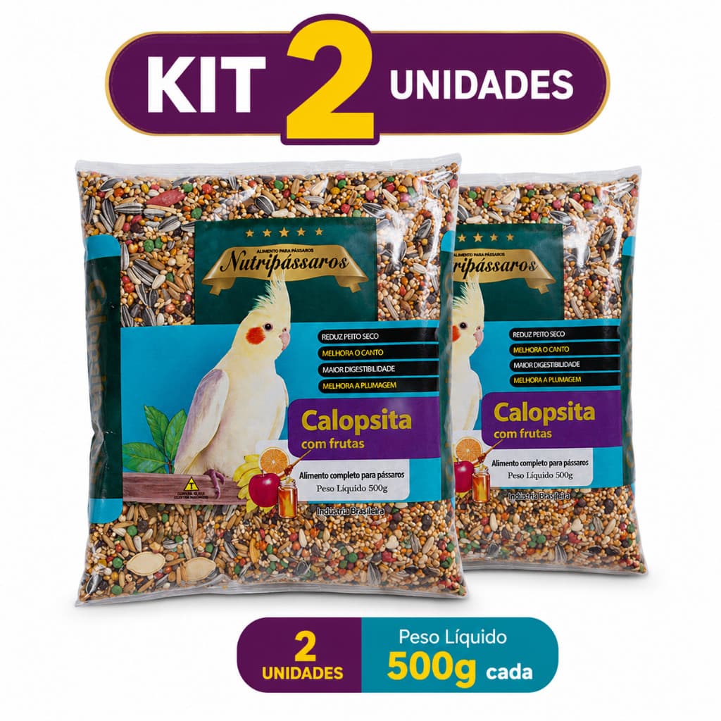 kit 2 un - Ração para Calopsita Extrusado com frutas Nutripássaros 500g