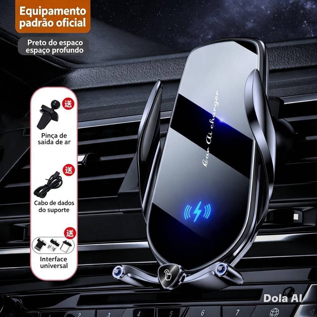 NOVO Suporte de Celular para Carro Inteligente com Carregamento Sem Fio de 15W
