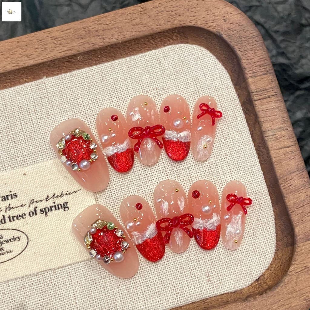 10 Pçs Curto Oval 3D Borboleta Imprensa Em Unhas Dicas De Artificiais Artesanais Com Design De Aperto Para Mulheres Uso