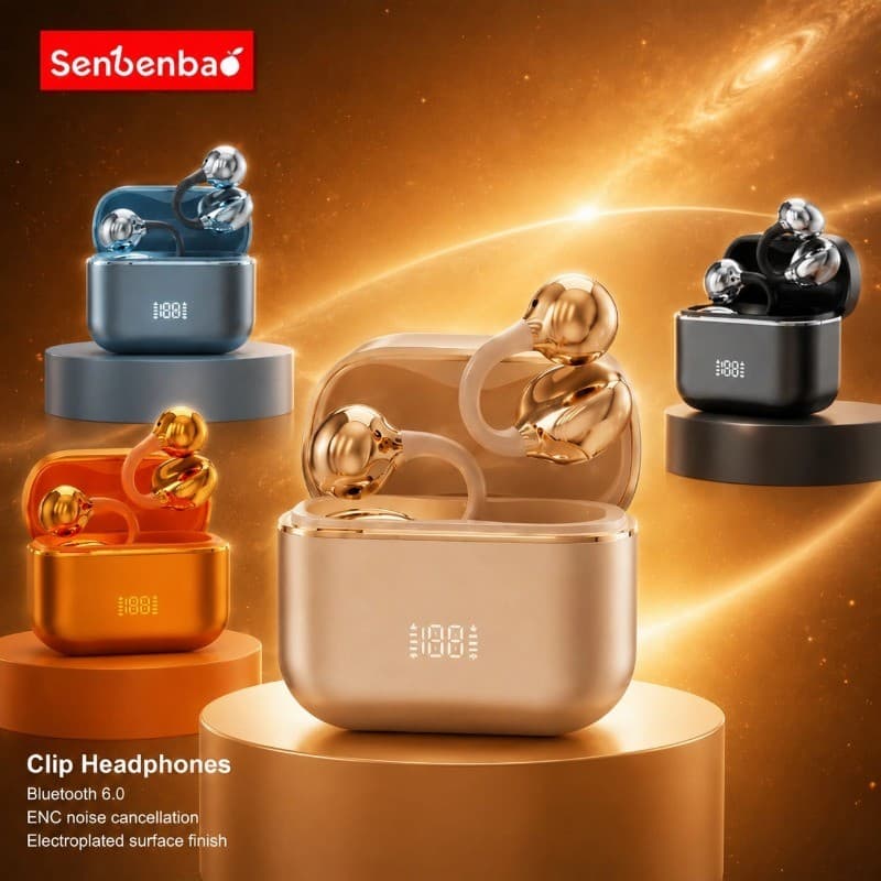 Senbenbao Fones De Ouvido FreeClip 2 True Wireless Open-Ear Clip Galvanizados Com Acabamento Luxuoso Microfone ENC Para