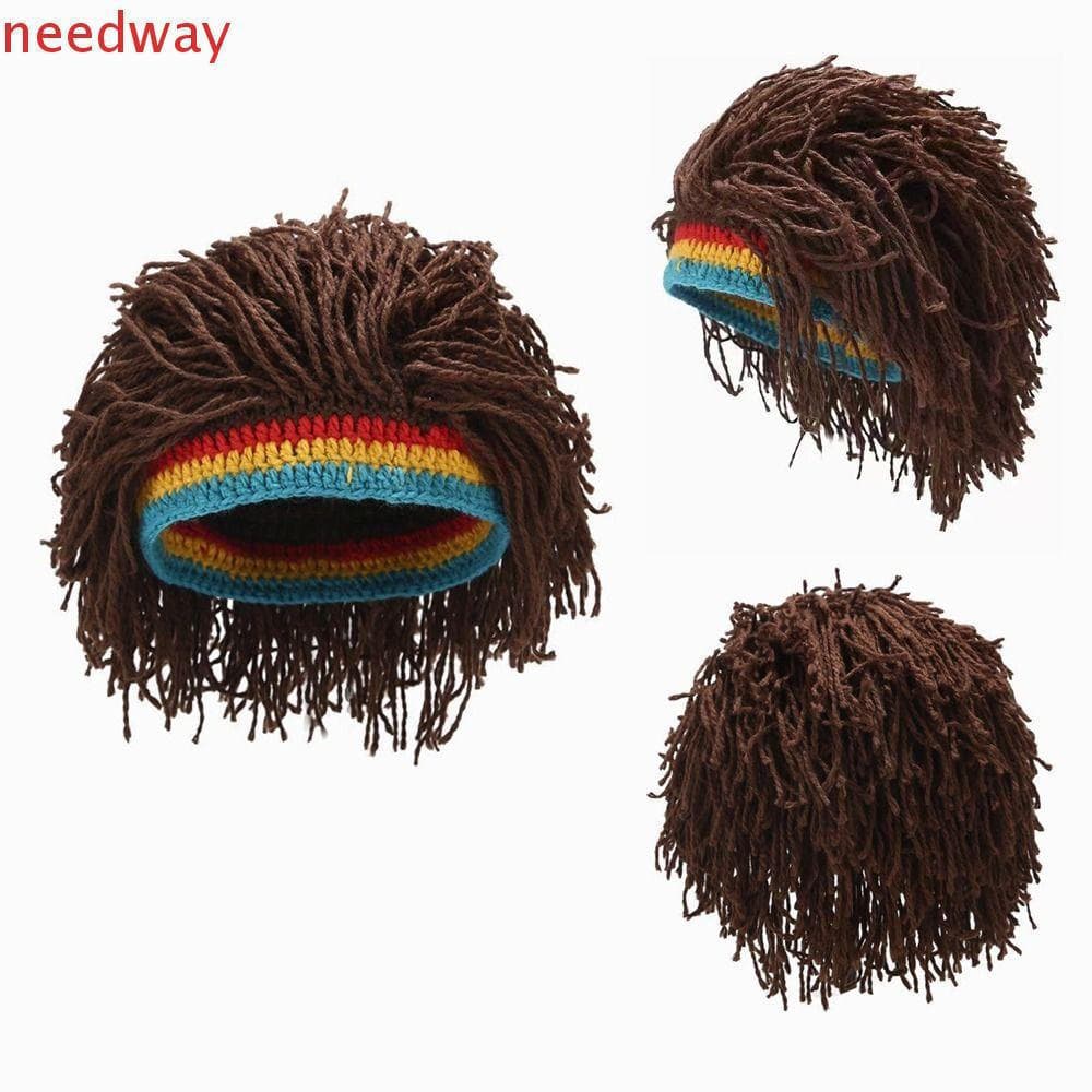 NEEDWAYB Peruca Masculina Jamaicano Gorros De Malha De Cabelo Sintético Acessórios Para O Festa De Halloween Engraçado B