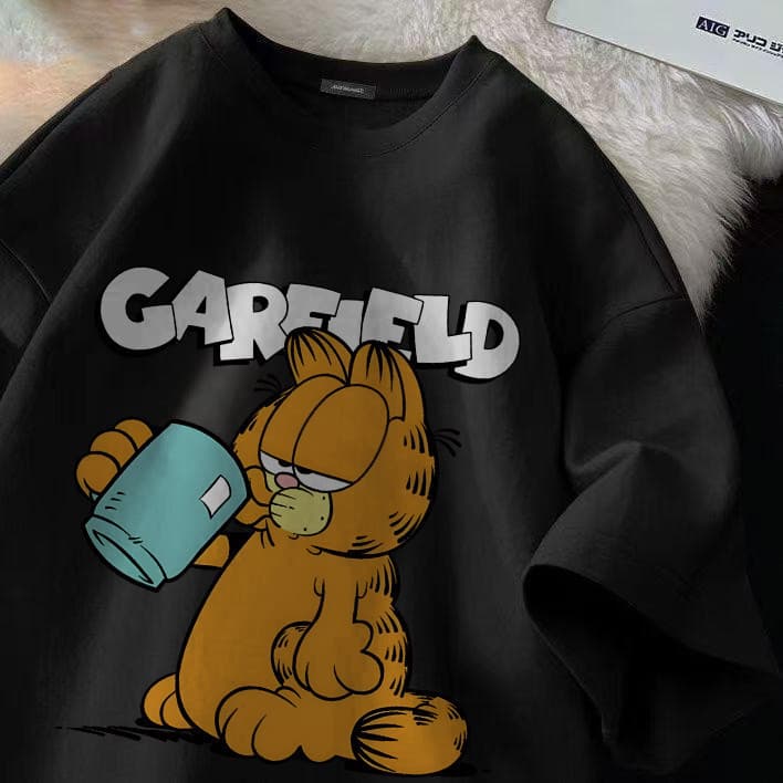 Camiseta Com Estampa Divertida De Desenho Animado De Gato De Café Camiseta Fitness Feminina blusa social